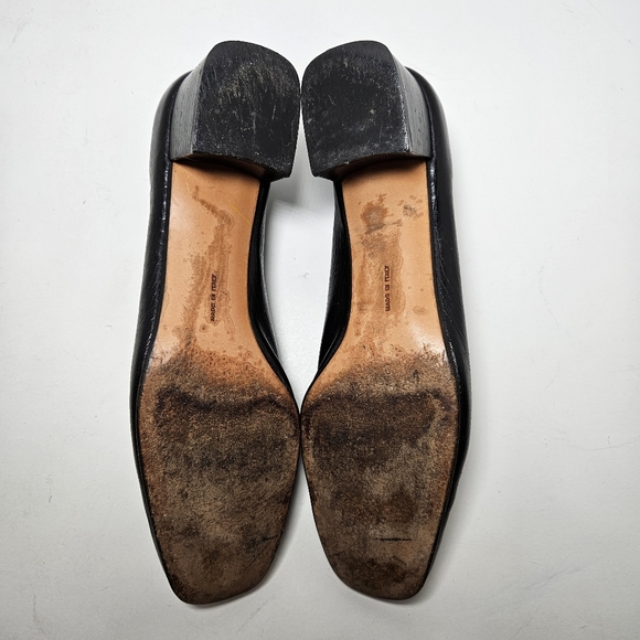 Vtg Salvatore Ferragamo Black Wmn A4 Extra Narrow Croc Embossed Pumps - Picture 10 of 10